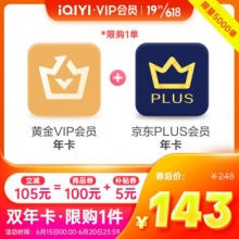 爱奇艺VIP会员黄金年卡12个月 加赠京东PLUS会员年卡