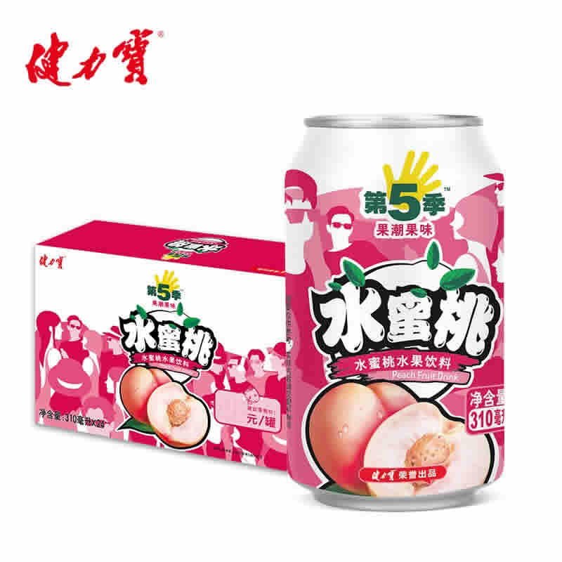 健力宝 第5季水蜜桃口味水果饮料310ml*24罐