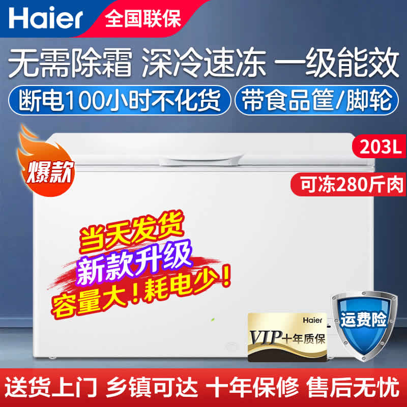 Haier/海尔免除霜两用小型冰柜203L