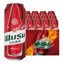 WUSU 乌苏啤酒 大红乌苏啤酒500ml*12罐 