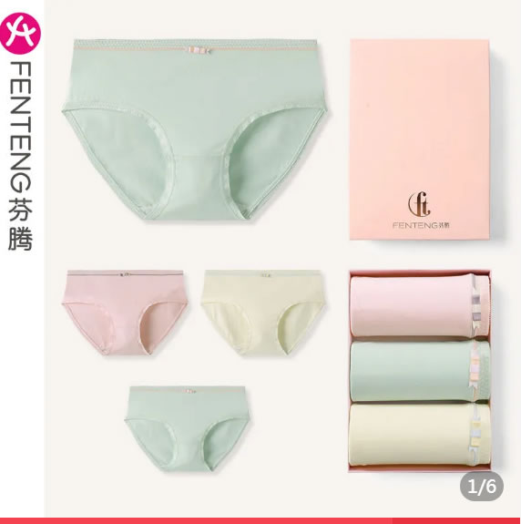 芬腾 女士纯棉内裤*3条