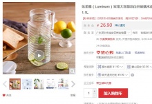 【16.9】乐美雅 家用大容量凉水壶1.1L