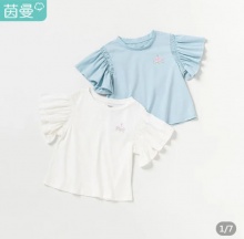 茵曼 女童荷叶袖短袖