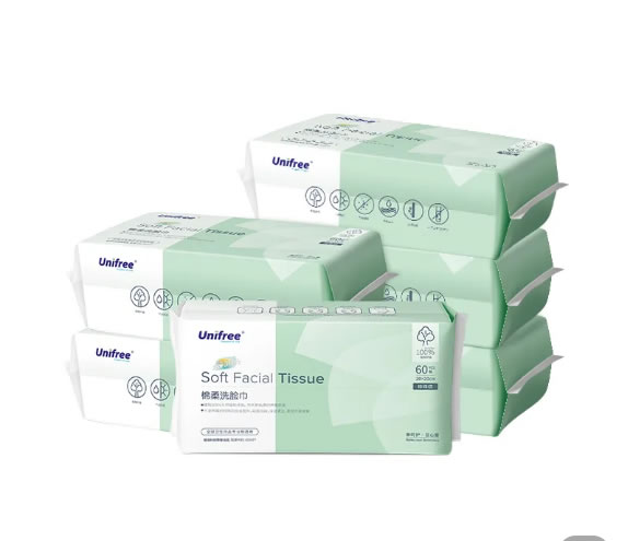 UNIFREE   洗脸巾棉柔巾60抽*6包