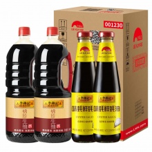 李锦记 酱油蚝油 锦珍生抽1.45kg*2+味蚝鲜480g*2 