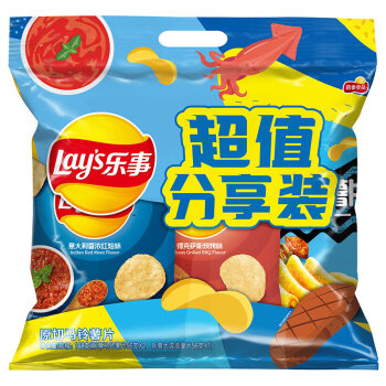 乐事薯片 组合包（红烩味+烧烤味+大波浪鱿鱼味) 56克*3包