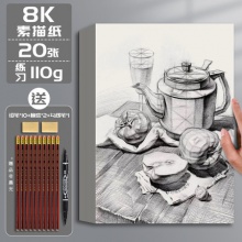 晨光 素描纸美术生专用8K20张+送铅笔10支+橡皮2个+勾线笔1支