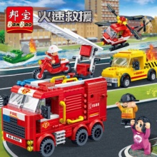 邦宝 城市系列拼装积木 消防车（小颗粒505颗粒 4公仔）