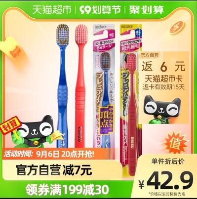 惠百施 54/48孔宽头绒感软毛牙刷 2支装