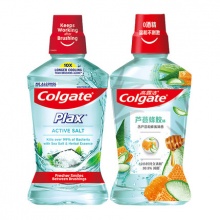 高露洁 进口盐白+芦荟蜂胶漱口水500ml*2瓶