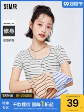  Semir 森马 女短款条纹针织衫