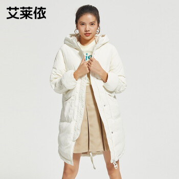 艾莱依 女中长款 连帽羽绒服