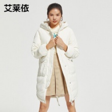 艾莱依 女中长款 连帽羽绒服