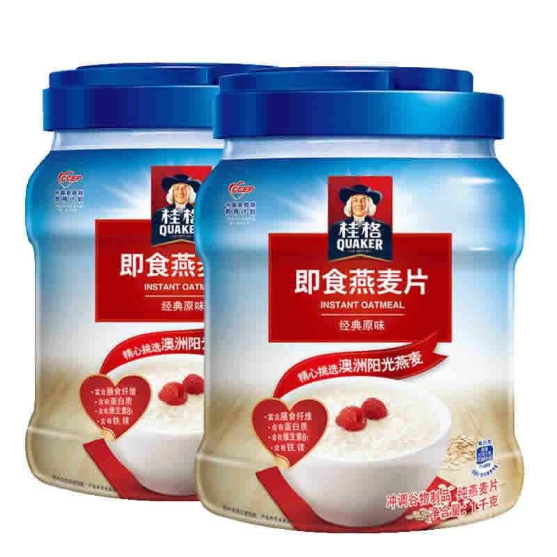 桂格 即食桶装燕麦片1000g*2桶
