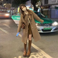 伊姿诗航 牛角扣日系毛呢外套