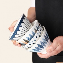 萌物坊  日式青瑶5寸斗笠碗 4只装 12.5cm