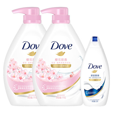  多芬 樱花甜香 沐浴乳1kgx2+同款190ml