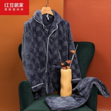 红豆 男士法兰绒睡衣套装