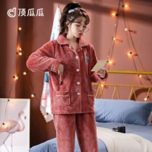 顶瓜瓜 情侣菠萝格法兰绒家居服套装