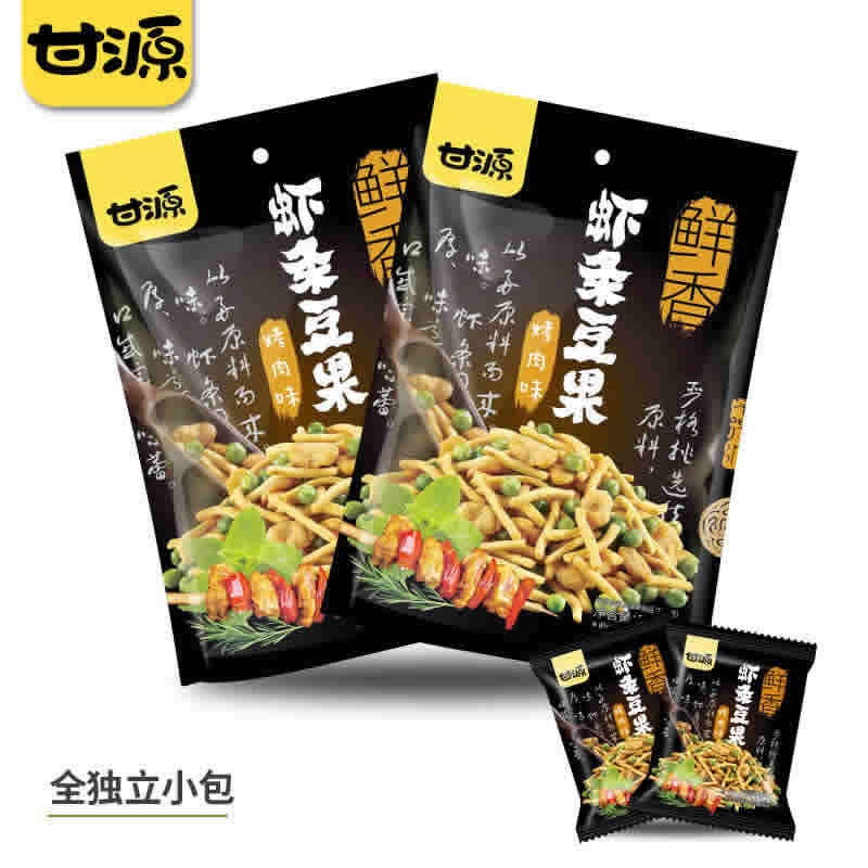 甘源牌-烤肉味虾条豆果100g
