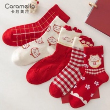 caramella 本命年红袜*5双