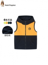 暇步士 摇粒绒连帽拼色马甲