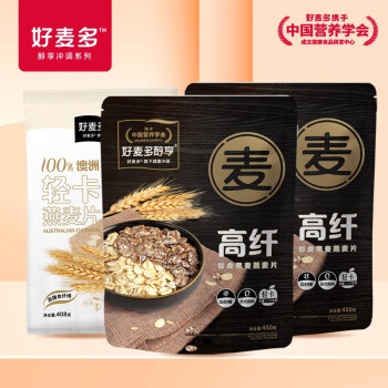 好麦多 高纤黑麦450g*2+轻卡燕麦片408g
