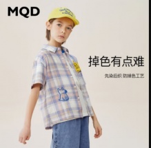 MQD  男童格子短袖衬衣