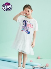 小马宝莉 女童夏季洋气网纱拼接连衣裙