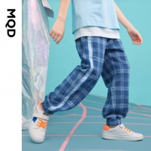 MQD 男童韩版格子牛仔防蚊裤