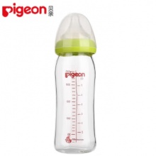 Pigeon 贝亲 经典自然实感玻璃奶瓶 240ml 绿色 3月+