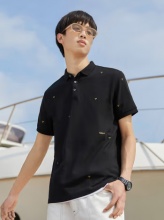 Cabbeen 卡宾 男士牛角刺绣满印POLO衫