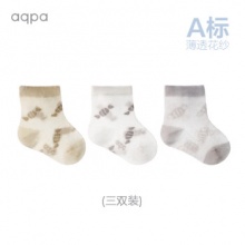 aqpa  婴儿花纱棉袜3双
