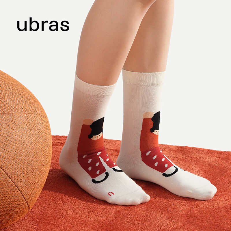 ubras 周日央联名提花中筒袜*3双