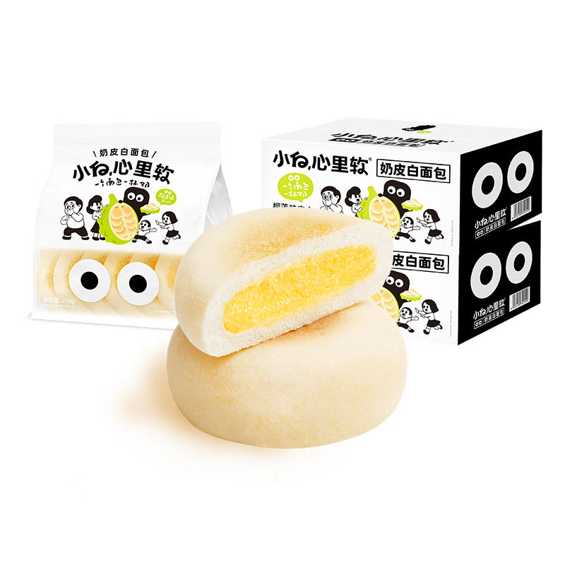 小白心里软 奶皮白面包2箱*270g