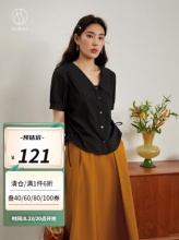 独束 女士抽褶短袖衬衫