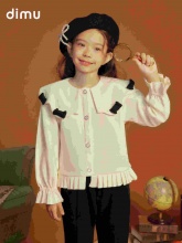笛牧 女童小香风针织衫喇叭裤两件套