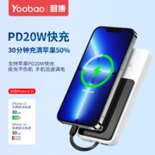 羽博 快充充电宝自带线10000毫安
