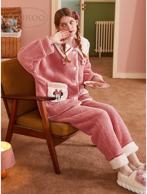 果壳 女珊瑚绒家居服