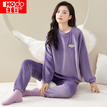 红豆居家 女式套头法兰绒家居服套装
