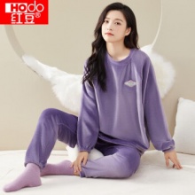 红豆居家 女式套头法兰绒家居服套装