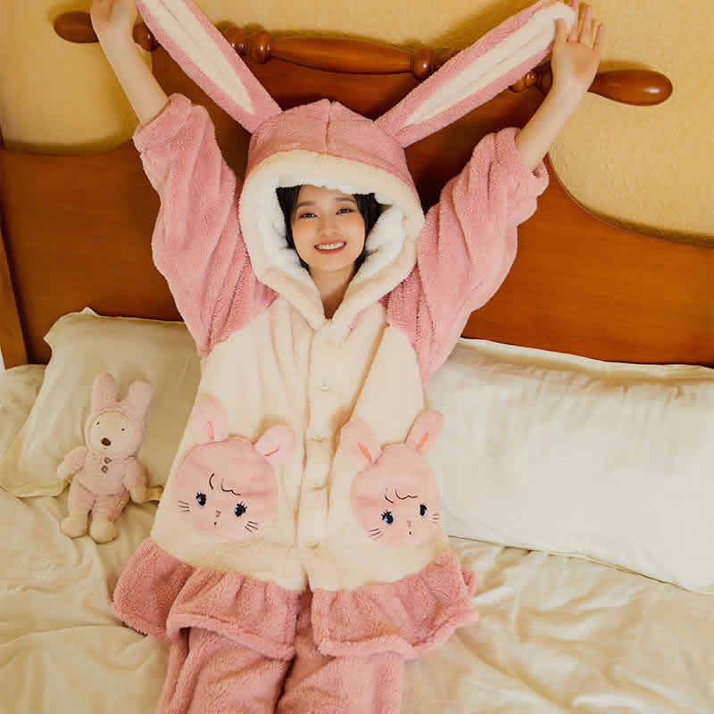 棉籽壳 女士加厚珊瑚绒家居服套装