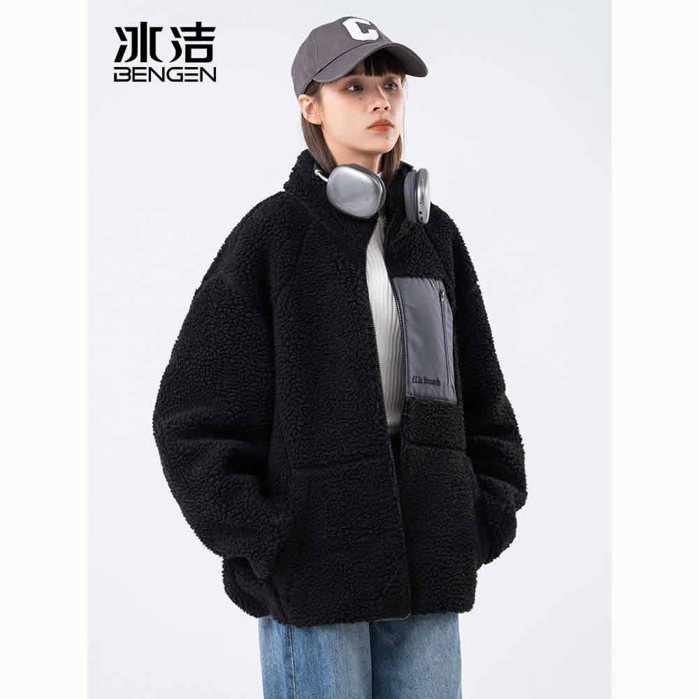 冰洁 立领羊羔绒外套