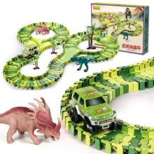 纽奇  儿童恐龙轨道车玩具120件 另配赛车+恐龙