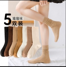卡拉美拉  女士堆堆袜中筒袜5双