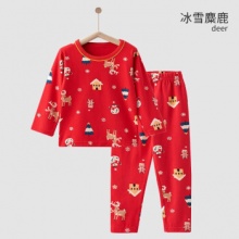欧孕  儿童红色秋衣秋裤
