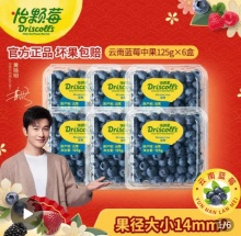 怡颗莓 云南当季蓝莓中果125g*6盒