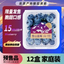 京鲜生 云南蓝莓 12盒 约125g/盒 15mm+