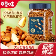 百草味 大颗粒东北松子425g