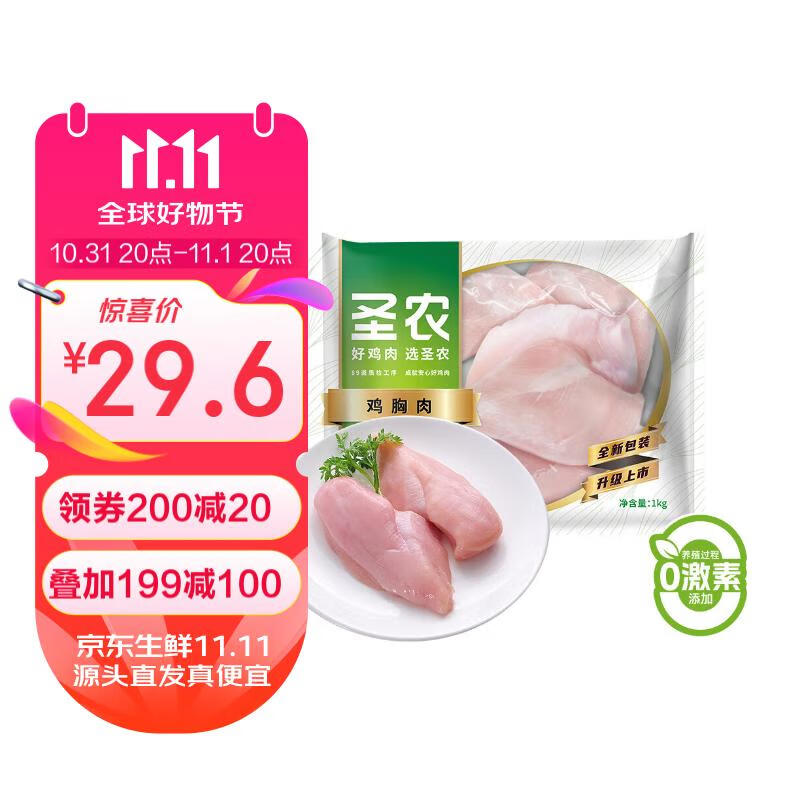 圣农 白羽鸡鸡大胸1kg